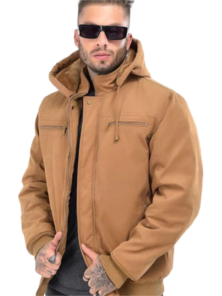 Casaco Masculino Camurça Quente Pelinho Frio Sarja Zípe Top Marrom Preto Jaqueta Sarja Camurça