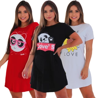 Kit 3 Camisolas Sexy Pets Longa Vestido
