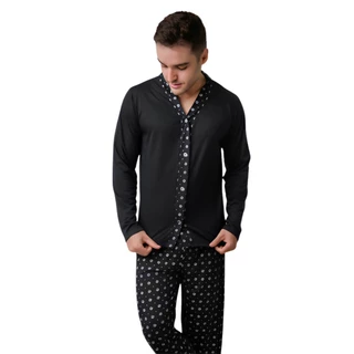 Pijama Modelo Americano Masculino Frio Inverno Estampado Diones Manga Longa e Calça em Oferta na Shopee