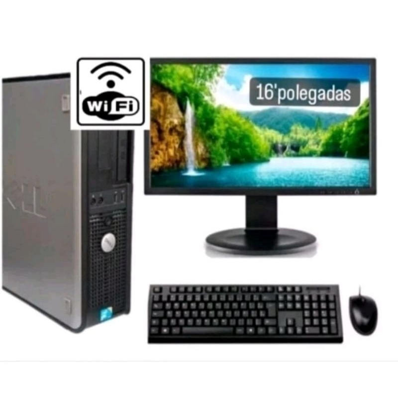 Foto de Kit  Pc computador Cpu dell Optiplex Intel Dual Core  Memoria 4gb  Hd80gb Wi-Fi Monitor 16 Teclado Mouse Win 10