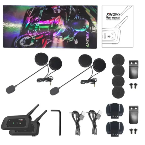Par Intercomunicador Capacete V6 PRO 1200m Moto Bluetooth