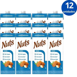 Kit 12x Leite de Amêndoas Original Nuts 1 litro / Zero Lactose