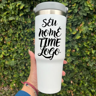 Garrafa Termica Com Alça com tampa e conudo 900ML + Personalização Nome Time Logo