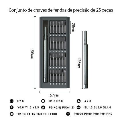 Kit Jogo Ferramenta Chave Magnética Precisão 24 Peças