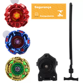 Kit 3 Beyblades Cromadas Metal Fusion Tornado Speed Top com Led ...