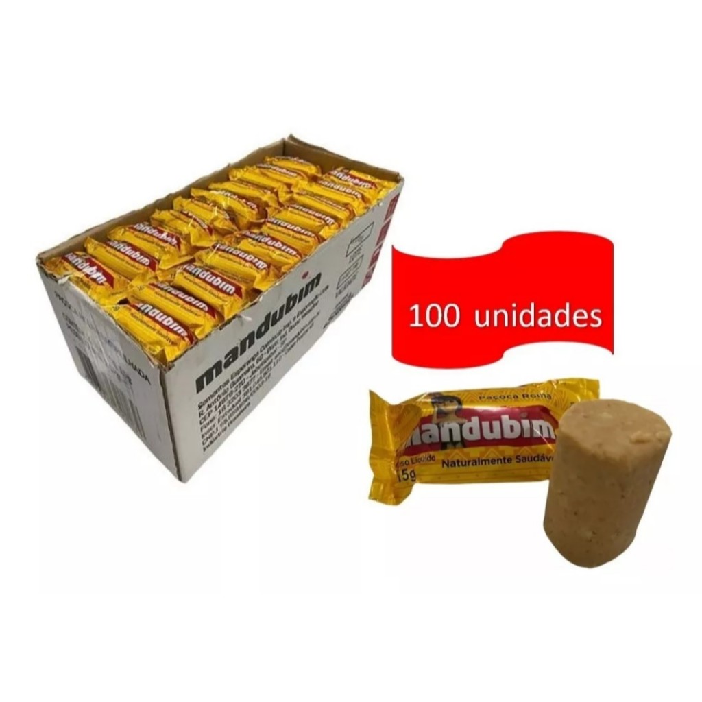 Paçoca Rolha Embrulhada Caixa 1,5kg - 100 Unidades - 100% Amendoim