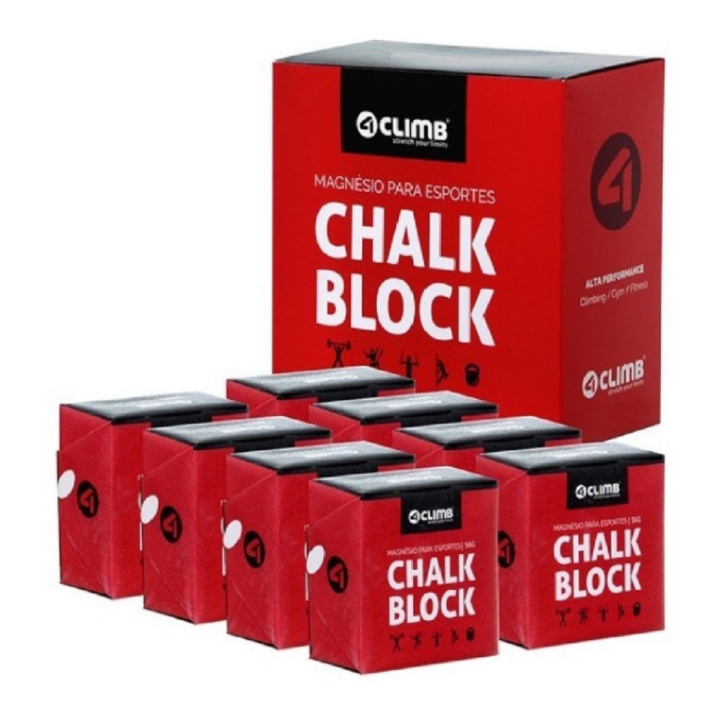 Kit 8 blocos Carbonato De Magnésio Chalk Block 56g Crossfit Ginástica ...