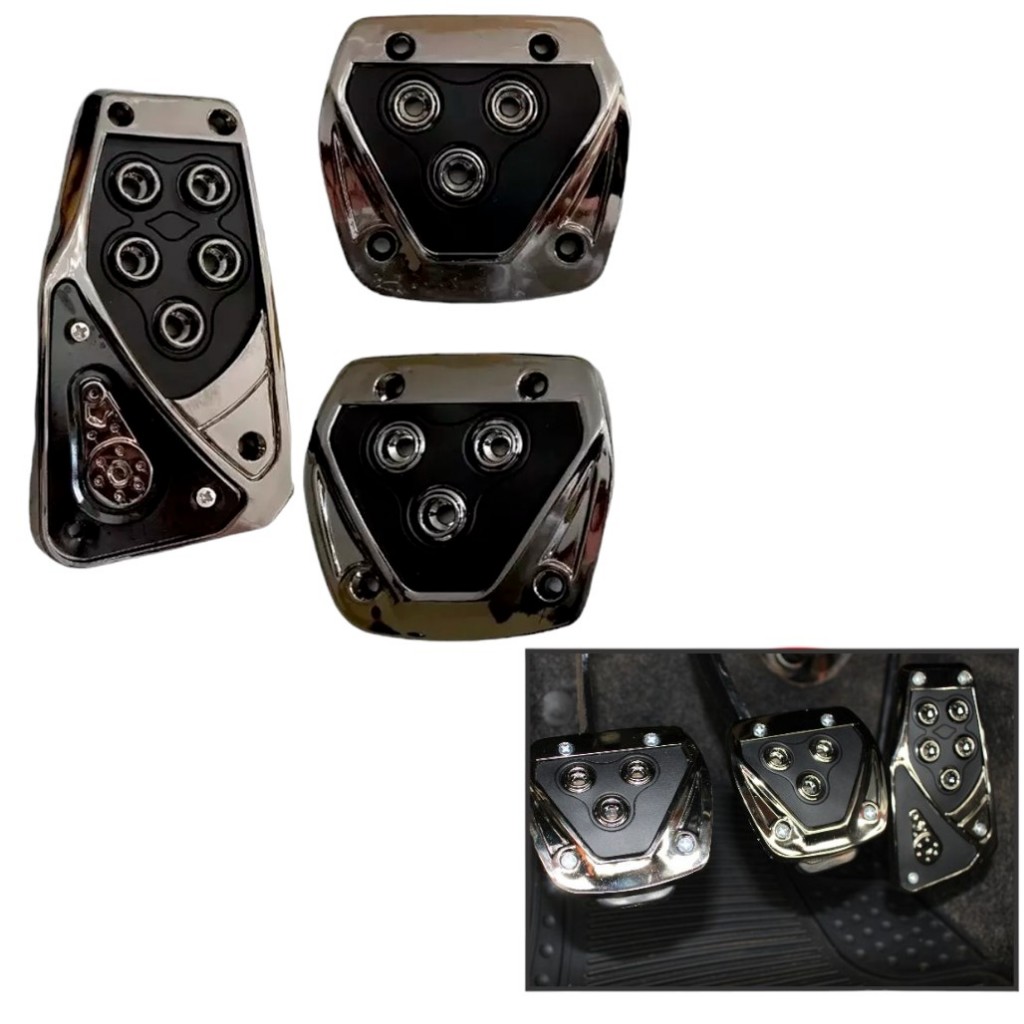 Pedaleiras Esportivas Automotiva Para Carro Modelo Tuning Kit com 3 Peças