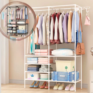Guarda Roupa Dobrável Organizador De Roupas Portátil Armário de Roupa Multifuncional Estilo CLoset-Sem Capa