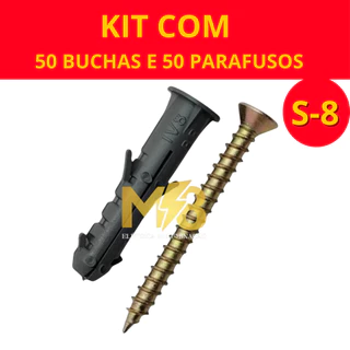 KIT 50 PARAFUSOS PHILLIPS COM BUCHAS S8 COM ANEL