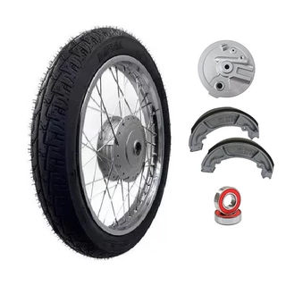 Roda Dianteira Aro Dianteiro Cg Titan Fan 150 04/17 Tambor Raio 4mmCom Pneu Pro Tork + Espelho Lonas