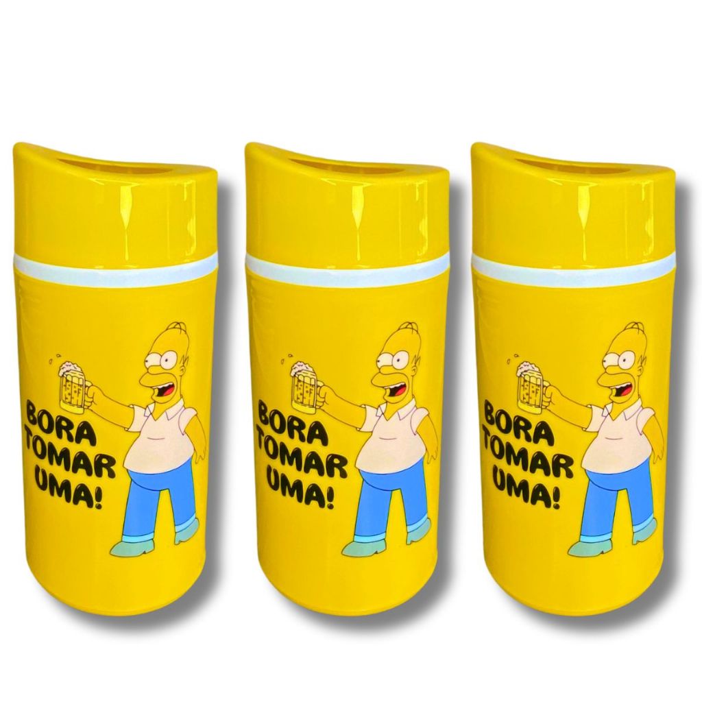 3 Porta Garrafa 600ml Suporte Cerveja Homer Simpson Térmico