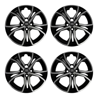 Kit Calota Roda Aro 15 Argo Cronos 2020 2021 2022 2023 Preto Brilhante