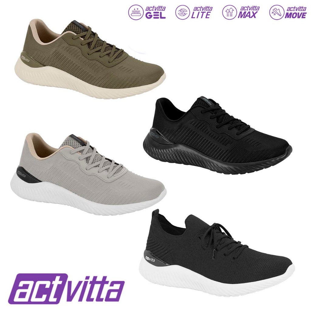 Tênis Esportivo Masculino Original Actvitta Leve Confortável Cores ...