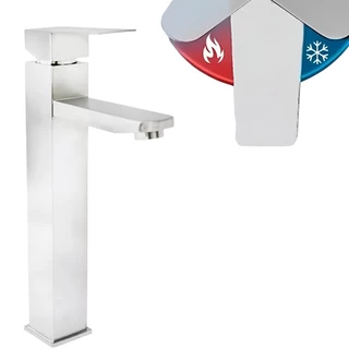 Torneira Banheiro Bica Alta Quadrada Escovada Lavabo