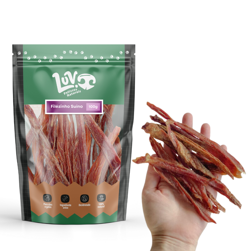 Petisco Natural Desidratado Para Cachorro Pet Filézinho Suíno 100g - LUV Petiscos em Oferta na Shopee
