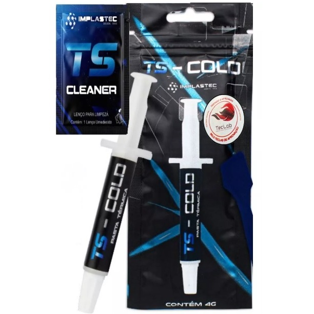 Pasta Térmica Implastec Ts Cold 4g, Espátula+Sachê Cleaner pc gamer console video game
