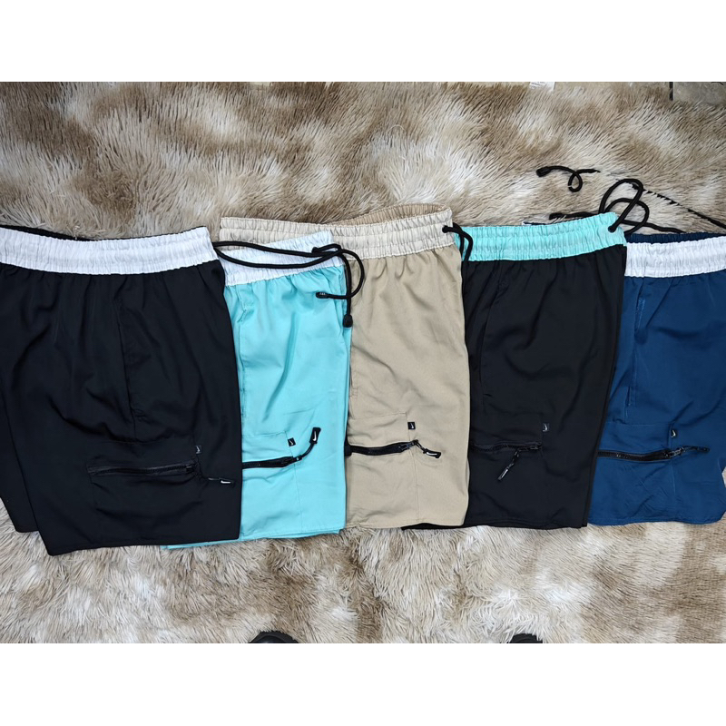 Bemudas masculino cargo Tactel com Elastano NK Bordado 4 bolsos zíper