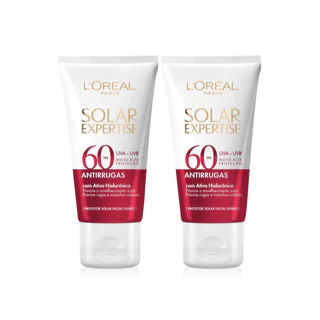 Kit 02 Protetor Solar Facial L'Oréal Paris Solar Expertise Antirrugas FPS 60, 40g em Oferta na Shopee