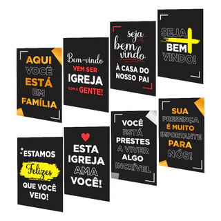 Kit Placa 8 unidades Decoração de Igreja 40x60 cm Bem Vindo