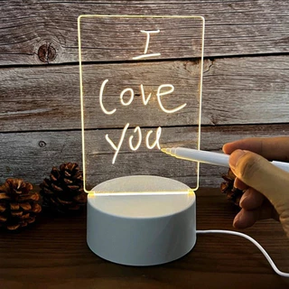Luminária de Mesa Led 3d com Tela pra Escrever Mensagens Abajur Usb Decoração Quarto Sala Presente Namorados
