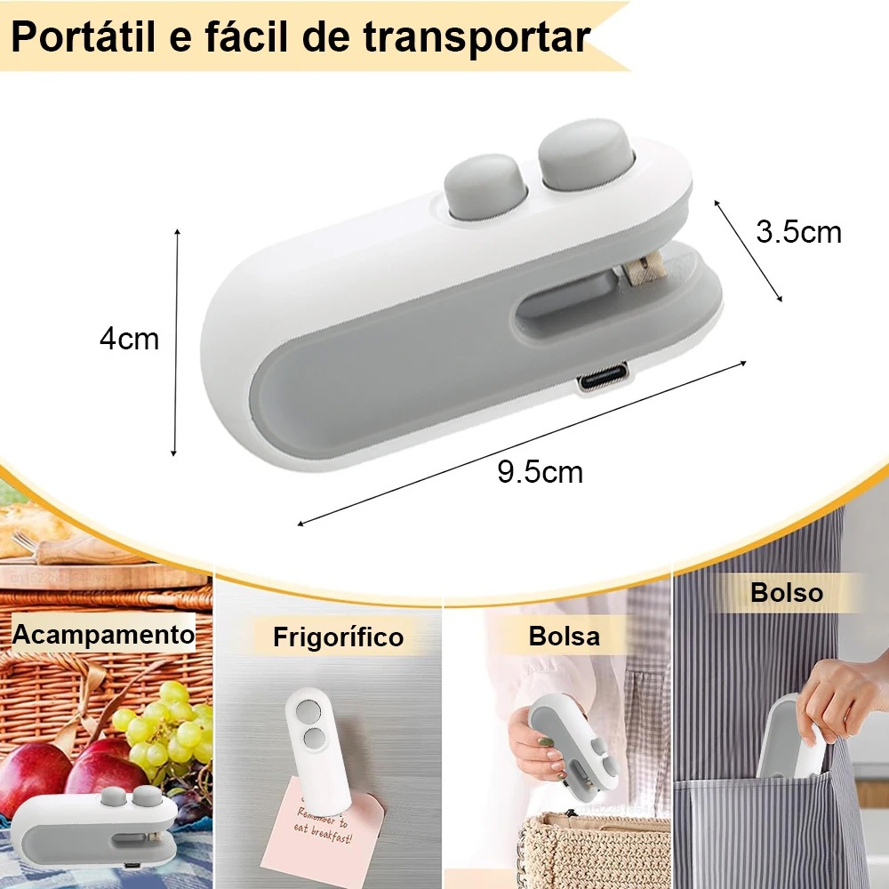 Mini Seladora De Embalagem Alimentos Portátil Selar | Shopee Brasil