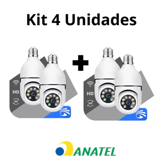 Kit 4 Câmera Segurança Prova D'água Infravermelho Lâmpada Sem Fio Wifi - V380