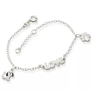 Pulseira Feminina de Prata 925 Cachorro Pata e Love Reticulado em Oferta na Shopee