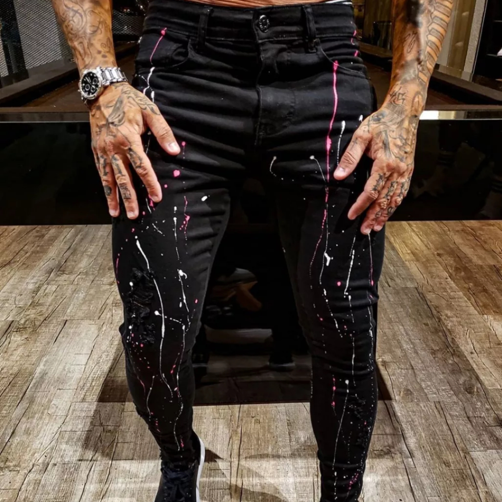 Calça Jeans Masculina Destroyed Slim Preta Skinni Laycra Promoção