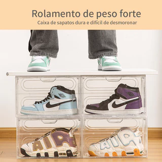 Caixa de sapato transparente espessada AJ caixa de armazenamento de tênis armário de exibição magnética armazenamento de sapatos pode ser sobreposto na parede de sapatos de celebridades da Internet