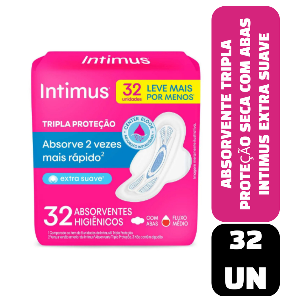 Absorvente Intimus Tripla Proteção Cobertura Extra Suave Com Abas com ...