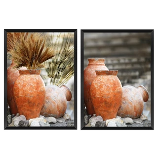 KIT QUADRO GRANDE DECORATIVO 2 PEÇAS PARA SALA QUARTO ESCRITÓRIO VASO DE BARRO 002 50x70cm