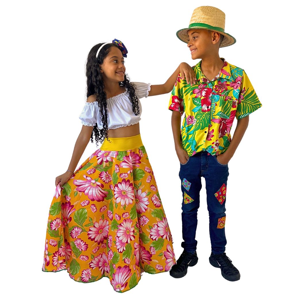 Conjunto Dança Carimbó Feminino Masculino São João Caipira