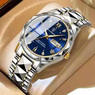 WOFER Relógio masculino relógio de quartzo impermeável de aço inoxidável relógio de mão luminoso moda casual calendário relógio de mão