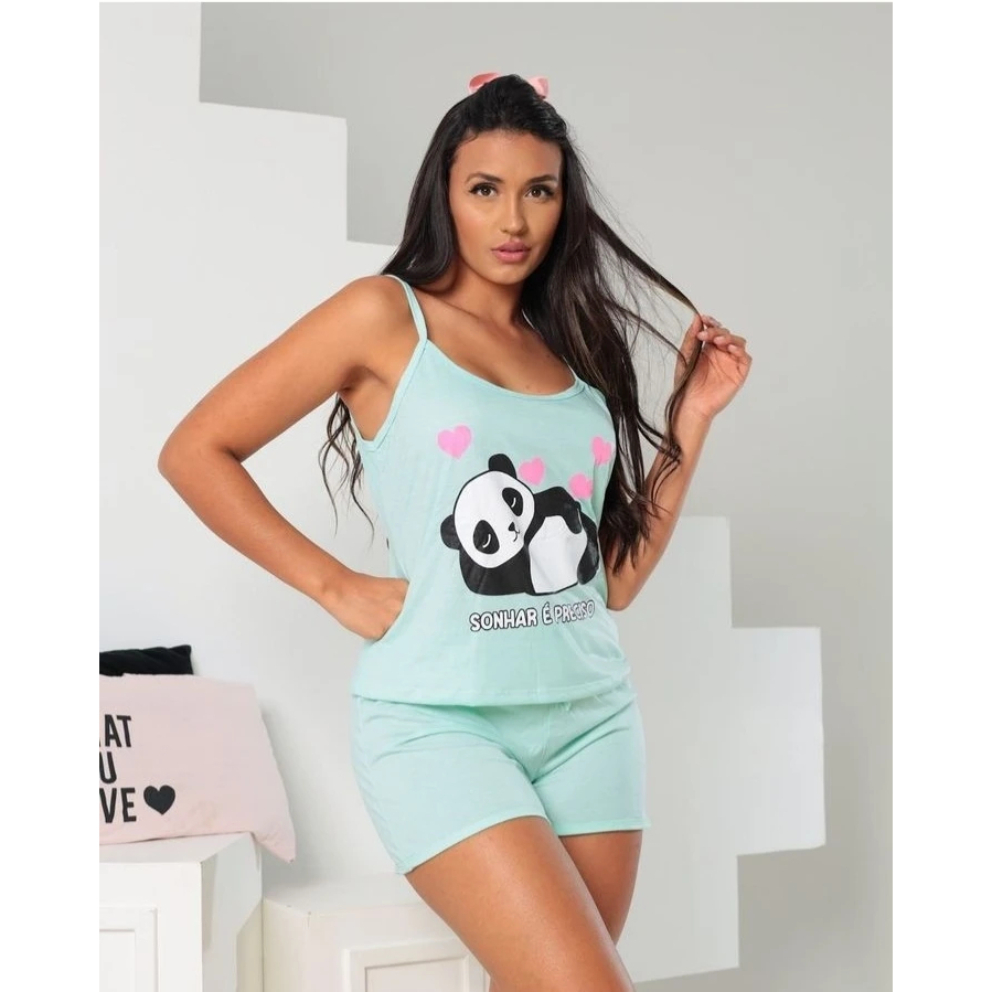 Pijama feminino adulto personagens em algodão