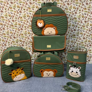 Bolsa maternidade Safari , Com Frasqueira  Bolsa Para recém nascido Kit de luxo 05 peças impermeável-Térmico. em Oferta na Shopee