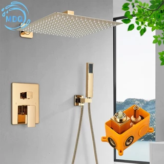 Banheiro Chuveiro Chuveirinho Dourado Ouro Polido,Latão Válvula De Mistura De Saída De Água Bidirecional,Inox Bico De Chuveiro De 20/25/30Cm Com Braço