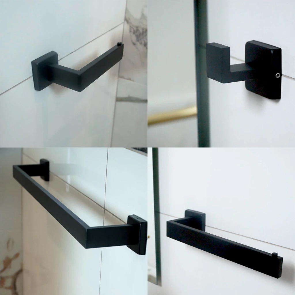 Kit Acessorios Banheiro Inox 304 Lavabo Conjunto Preto Fosco