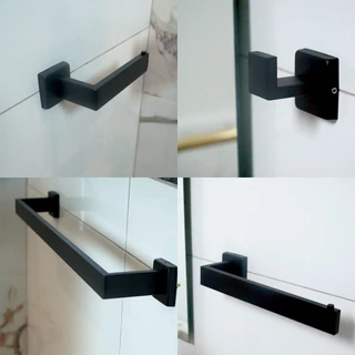 Kit Acessorios Banheiro Inox 304 Lavabo Conjunto Preto Fosco