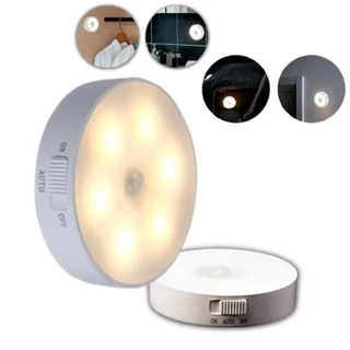 Luminária LED com Sensor de Presença, Luz Noturna Recarregável USB Sem Fio, 0,5W