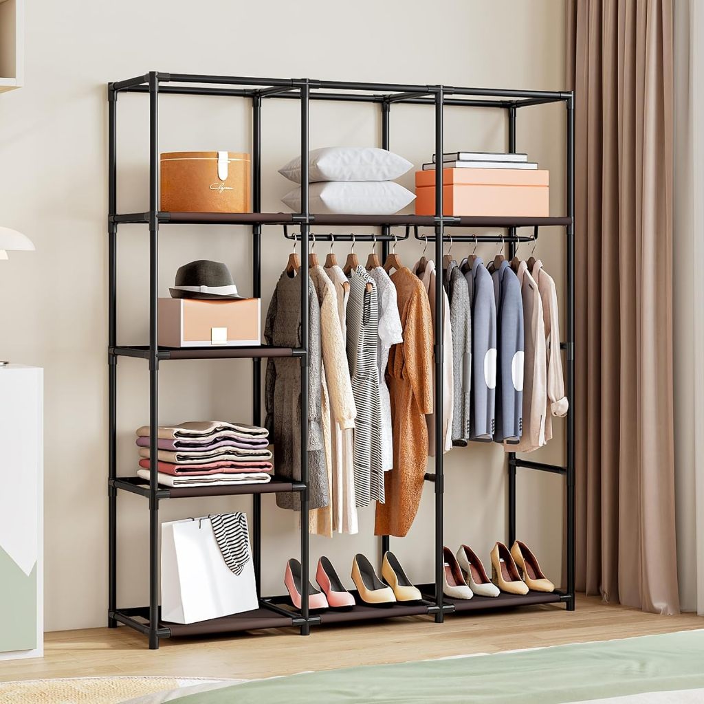 Arara De Roupa Com Sapateira Cabideiro De Chão Rack Organizador Multiuso Aço Inox