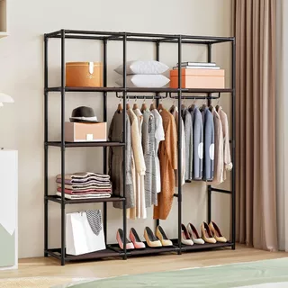 Arara De Roupa Com Sapateira Cabideiro De Chão Rack Organizador Multiuso Aço Inox