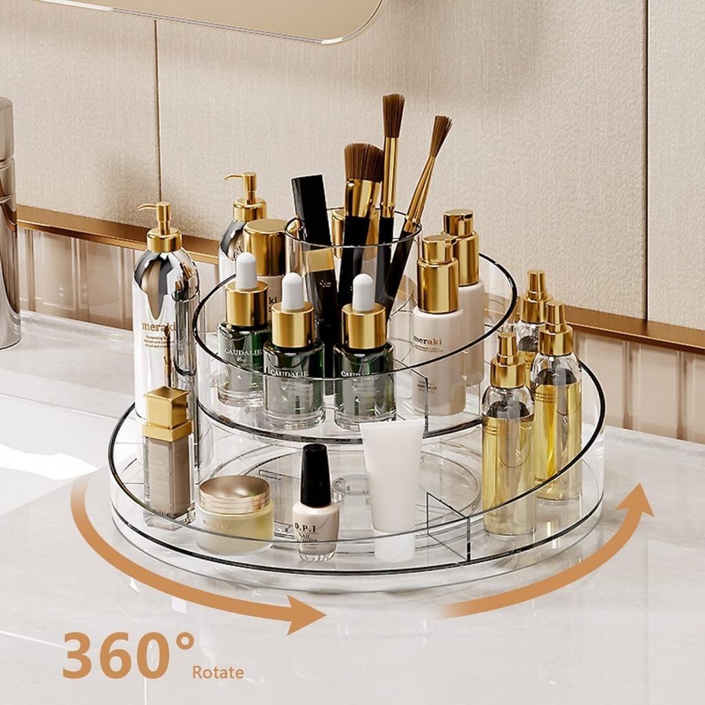 Organizador Giratório 360° Maquiagem Perfume Cosméticos Acrílico Multicamada