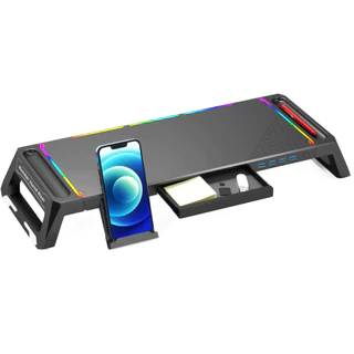 Base Suporte Monitor Pc Gamer Led Com Suporte Celular