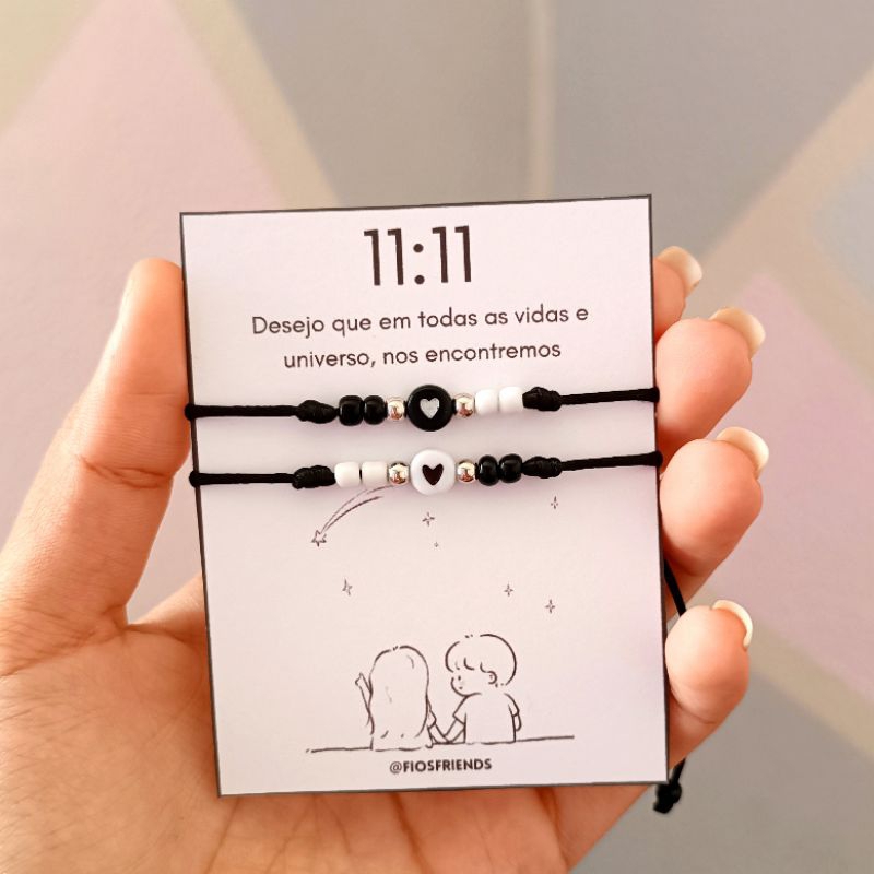 kit pulseiras 11:11 casal amigos miçangas regulável