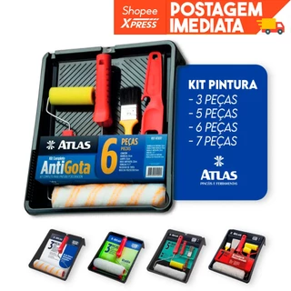 Kit De Pintura Completo Atlas 3 | 4 | 5 | 6 | 7 Peças - Iniciante e profissional parede tinta pincel
