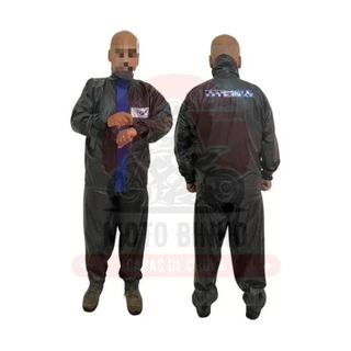 Capa de Chuva para Motociclista Preto com Azul em PVC 100% Impermeável