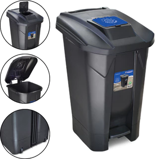 Lixeira Preta 60 Litros Coleta Grande Tampa Click Cozinha