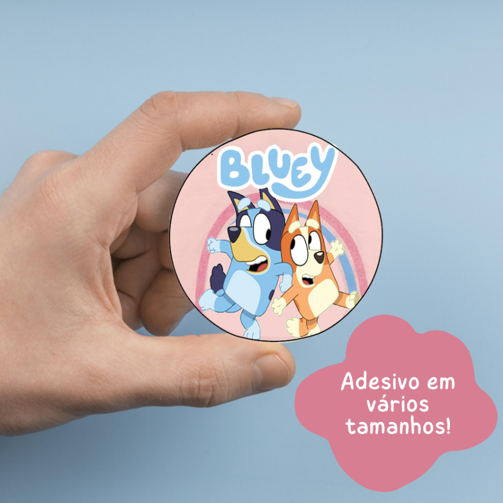 Adesivo redondo Bluey e Bingo Menina | Papel fotográfico 4 5 6 7 cm ...