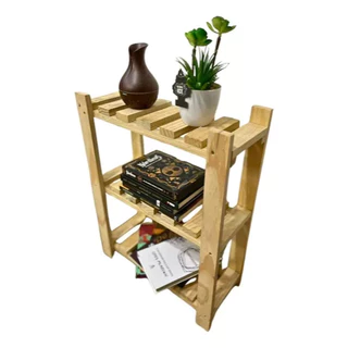 Estante Pinus 3 Prateleiras Pequena Em Madeira Pinus Pronta Entrega